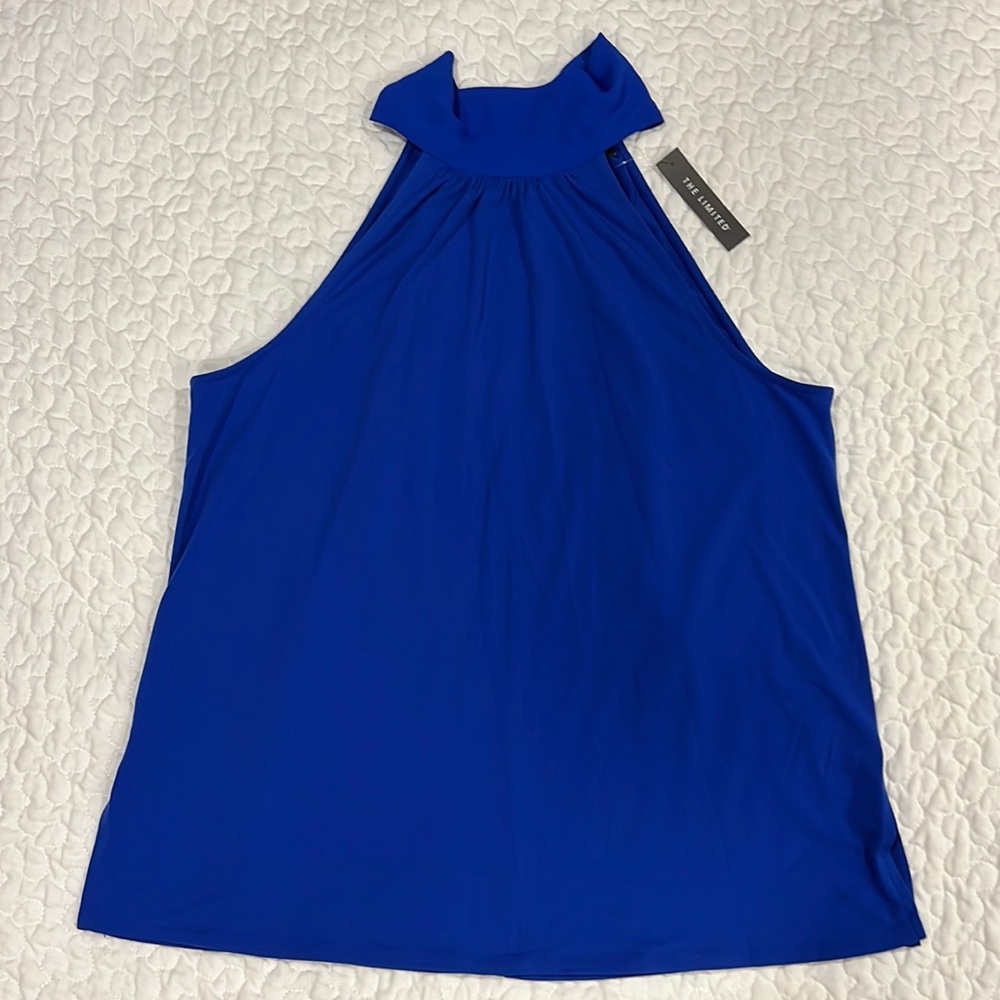 The Limited Ocean Blue sleeveless top with back neck bow. M